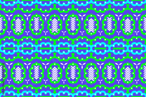 Green and Blue Geometric Floral Pattern