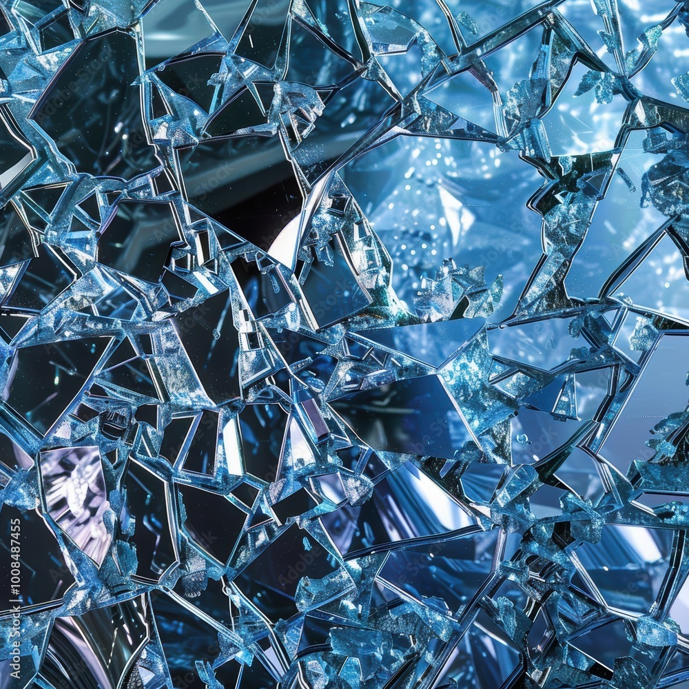 Shattered Glass Abstract Art with Geometric Shapes Shattered Glass Abstract Art with Geometric Shapes