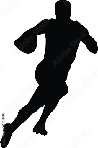 Rugby player posing full body silhouette illustration