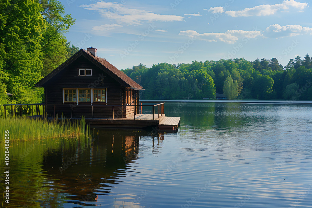 Fototapeta premium Generated with AI image of beautiful amazing summer landscape green field