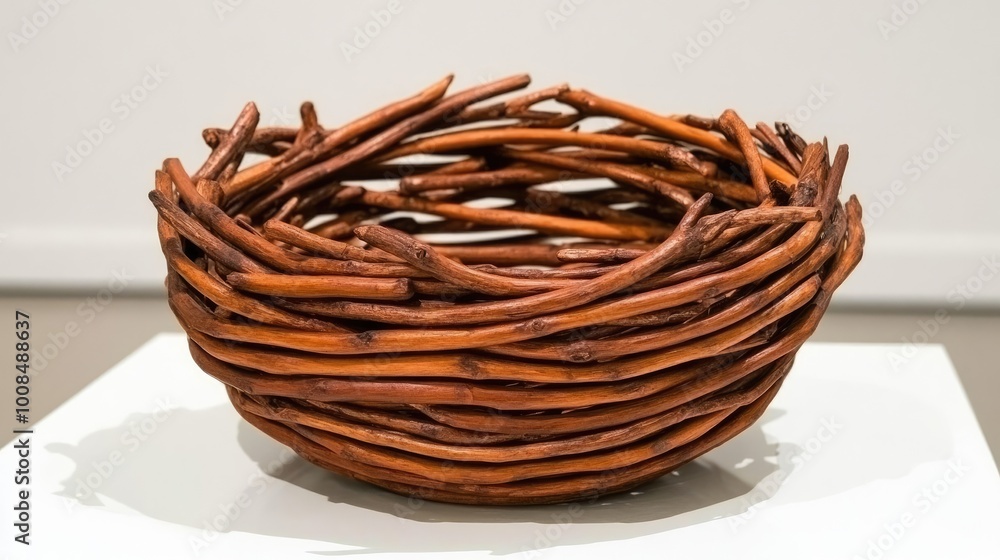 Obraz premium Dense branches and twigs forming a bird's nest, intricately woven and natural