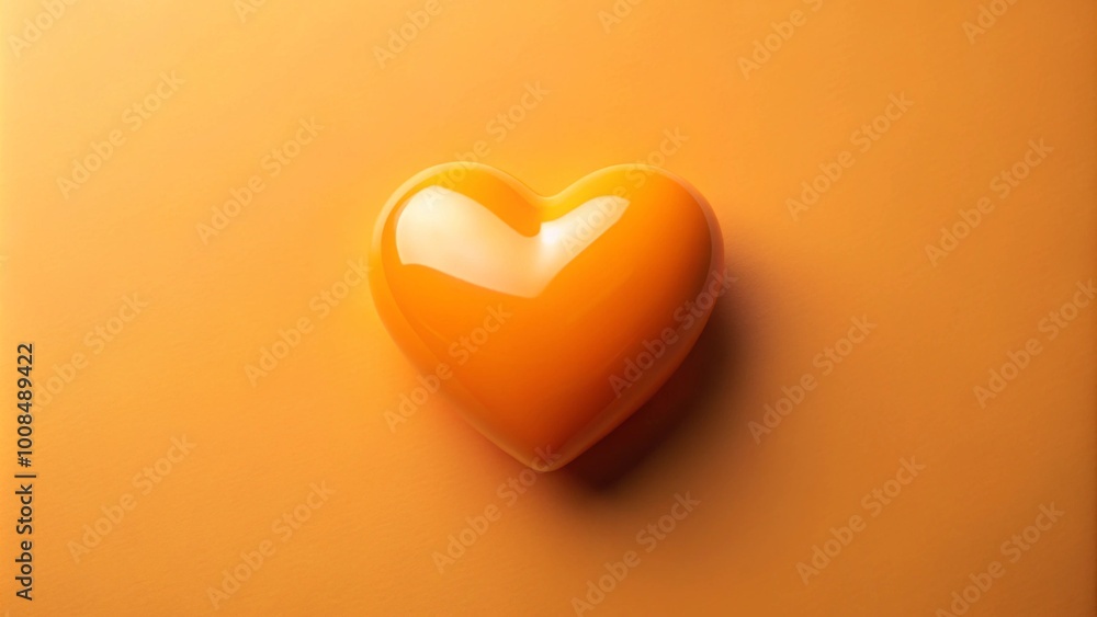 A orange heart on pastel background Copy space. A orange heart on pastel background Copy space.