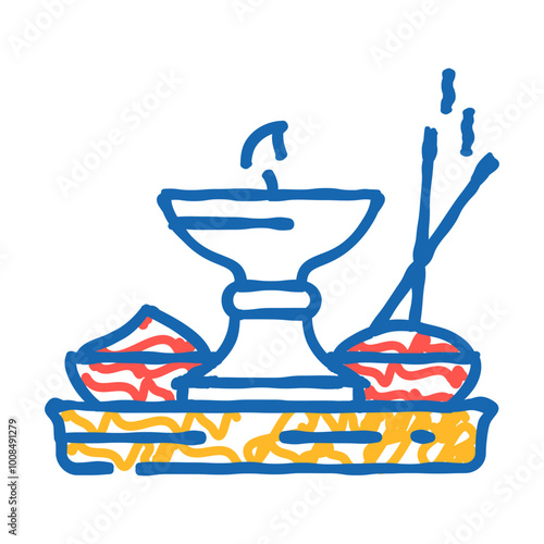 puja thali doodle icon sketch vector. puja thali sign. isolated symbol illustration