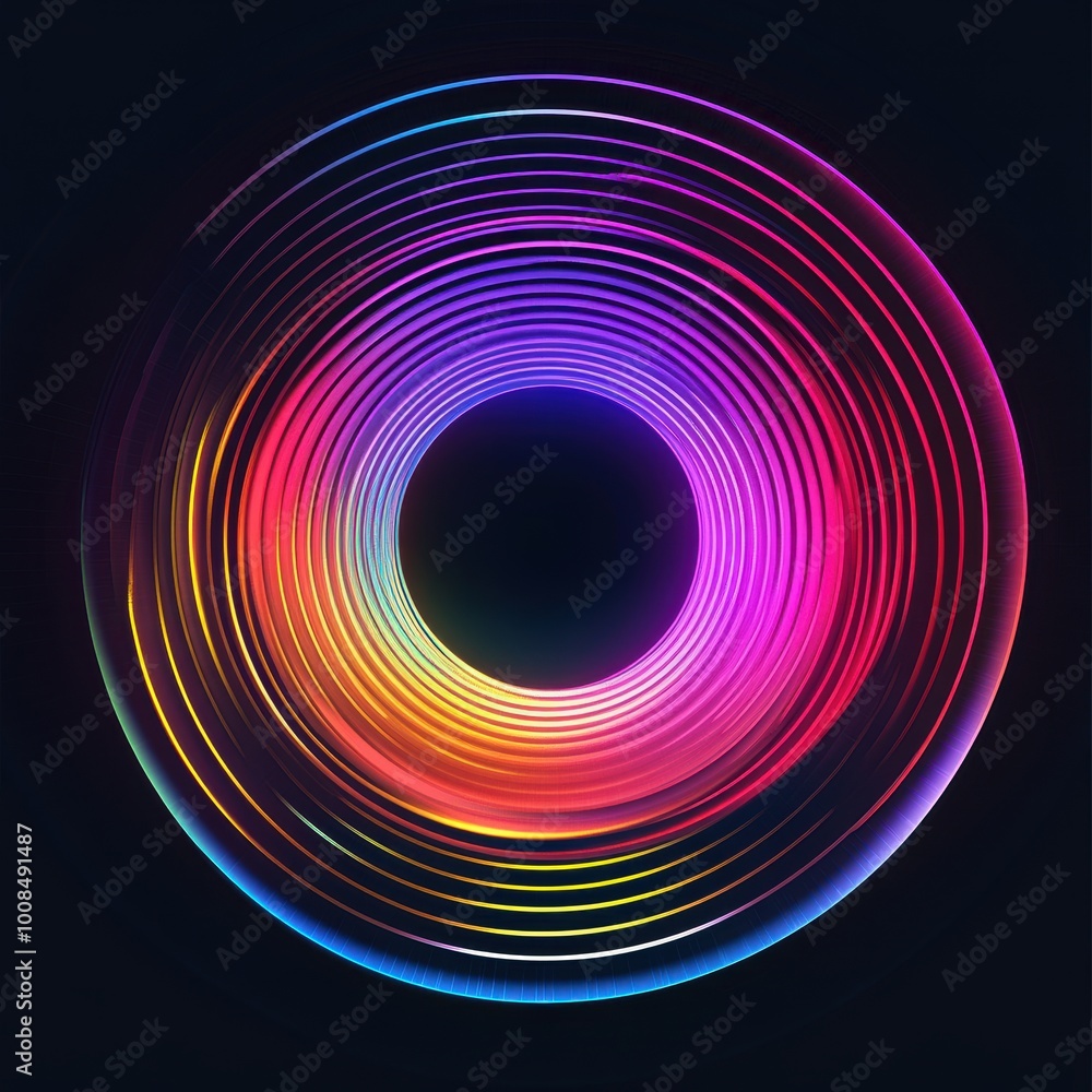 Colorful Concentric Circles with Gradients on Dark Background Colorful Concentric Circles with Gradients on Dark Background