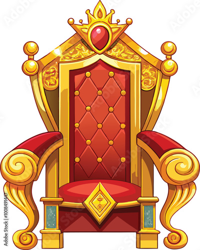 Gilded throne chair 3d wood furniture vector design