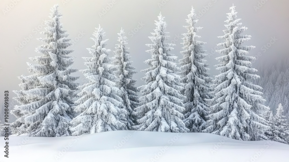 Dense snowfall covering a forest, turning the landscape into a white winter wonderland Dense snowfall covering a forest, turning the landscape into a white winter wonderland