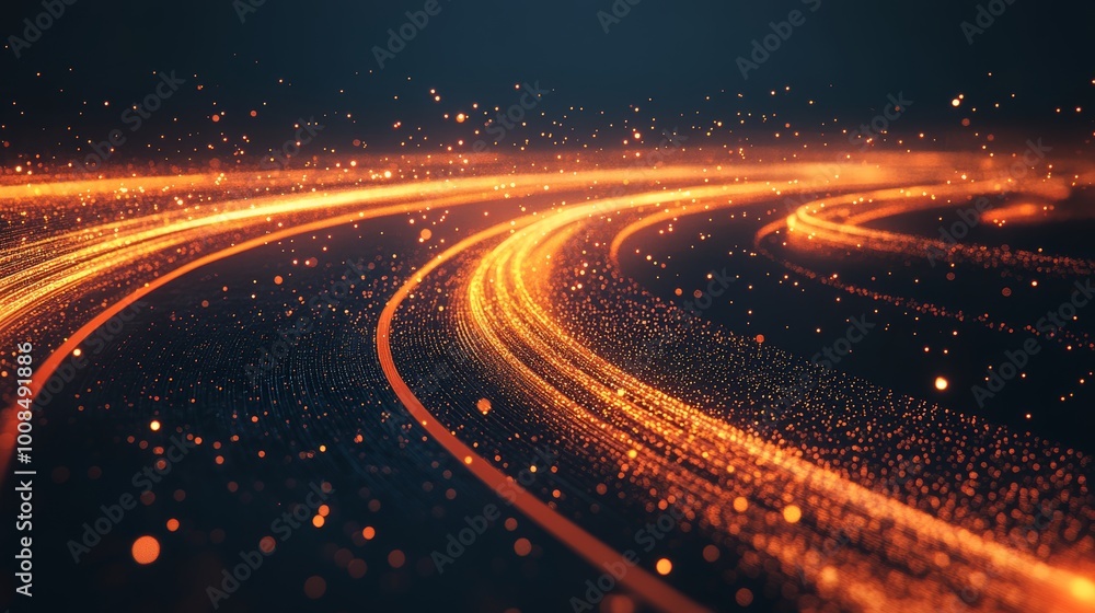 Abstract Orange Technology Trails, Glowing Lines and Particles in Digital Space Background Abstract Orange Technology Trails, Glowing Lines and Particles in Digital Space Background