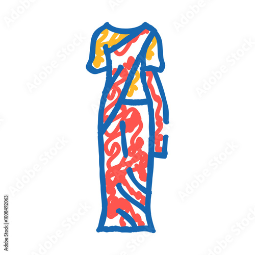 sari traditional clothing doodle icon sketch vector. sari traditional clothing sign. isolated symbol illustration
