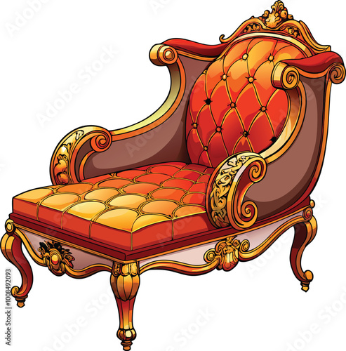 Victorian rosewood chaise 3d wood furniture vector design