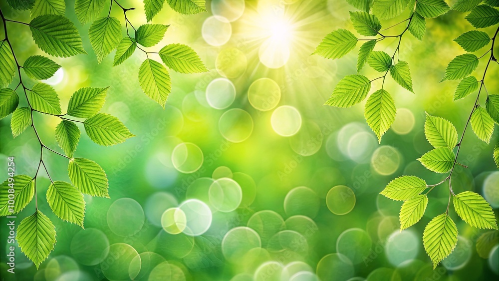 A Sunlit Canopy of Vibrant Green Leaves with a Soft Bokeh Background A Sunlit Canopy of Vibrant Green Leaves with a Soft Bokeh Background