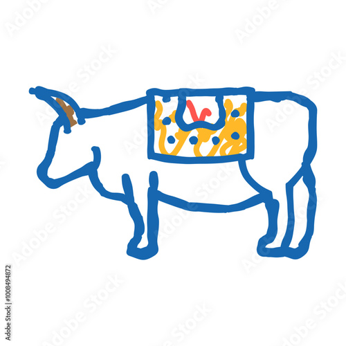 cow sacred animal hinduism doodle icon sketch vector. cow sacred animal hinduism sign. isolated symbol illustration