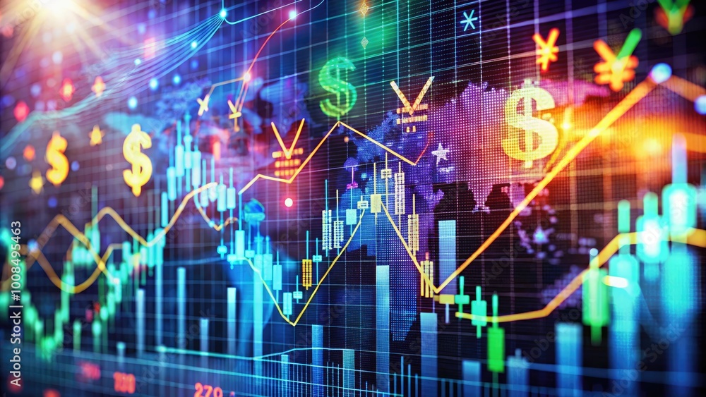 Dynamic Forex Trading Concept with Currency Symbols and Graphs Representing Market Fluctuations Dynamic Forex Trading Concept with Currency Symbols and Graphs Representing Market Fluctuations