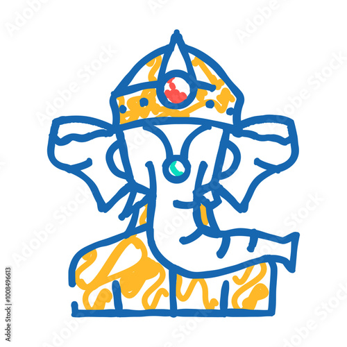 ganesha god om doodle icon sketch vector. ganesha god om sign. isolated symbol illustration