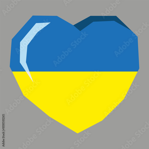 A heart with the colors of the national flag of Ukraine. A painting on the background about love for Ukraine.