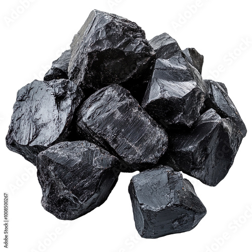 Black Coals isolated on transparent background photo