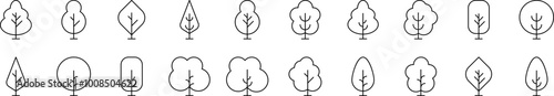 Tree and Forest Collection of Thin Icons. Editable Stroke. Suitable for Web Sites, Books, Cards, Apps