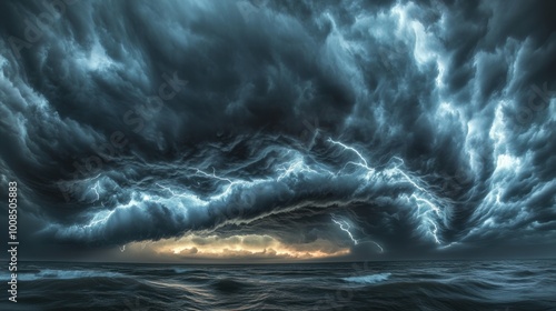 Dramatic Storm Clouds Illuminated by Lightning