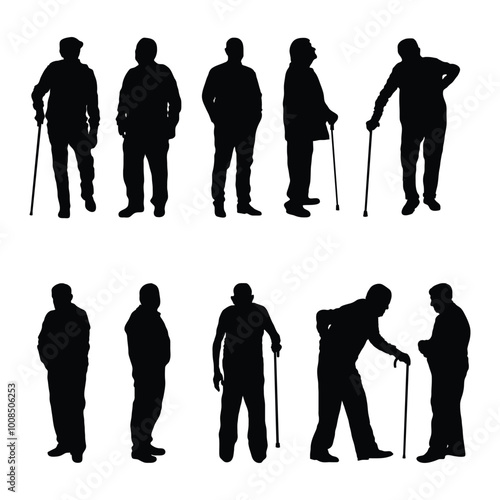 Old men silhouette stock vector