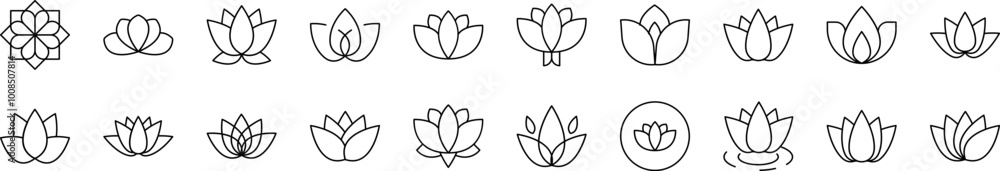 Flower Set of Thin Icons. Editable Stroke. Suitable for Web Sites, Books, Cards, Apps Flower Set of Thin Icons. Editable Stroke. Suitable for Web Sites, Books, Cards, Apps
