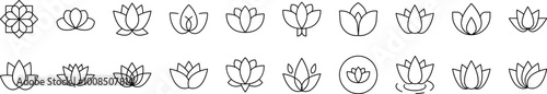 Flower Set of Thin Icons. Editable Stroke. Suitable for Web Sites, Books, Cards, Apps