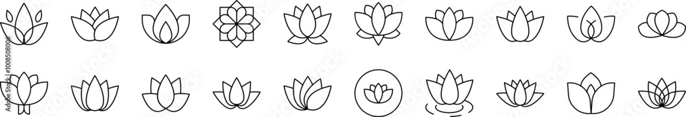 Flower Bundle of Thin Icons. Editable Stroke. Suitable for Web Sites, Books, Cards, Apps Flower Bundle of Thin Icons. Editable Stroke. Suitable for Web Sites, Books, Cards, Apps