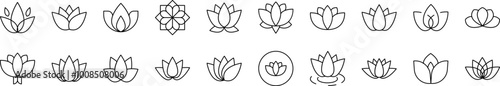 Flower Bundle of Thin Icons. Editable Stroke. Suitable for Web Sites, Books, Cards, Apps