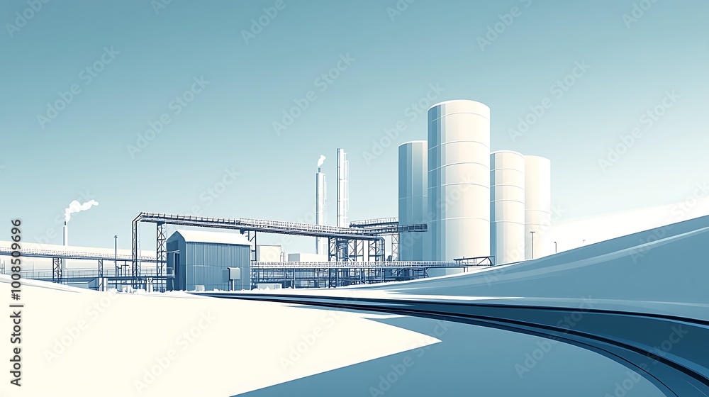 Industrial Complex with White Silos Industrial Complex with White Silos