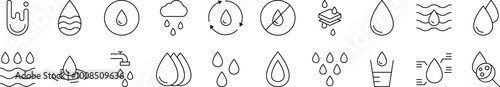 Water Related Icon Set. Editable Stroke. Suitable for Web Sites, Books, Cards, Apps