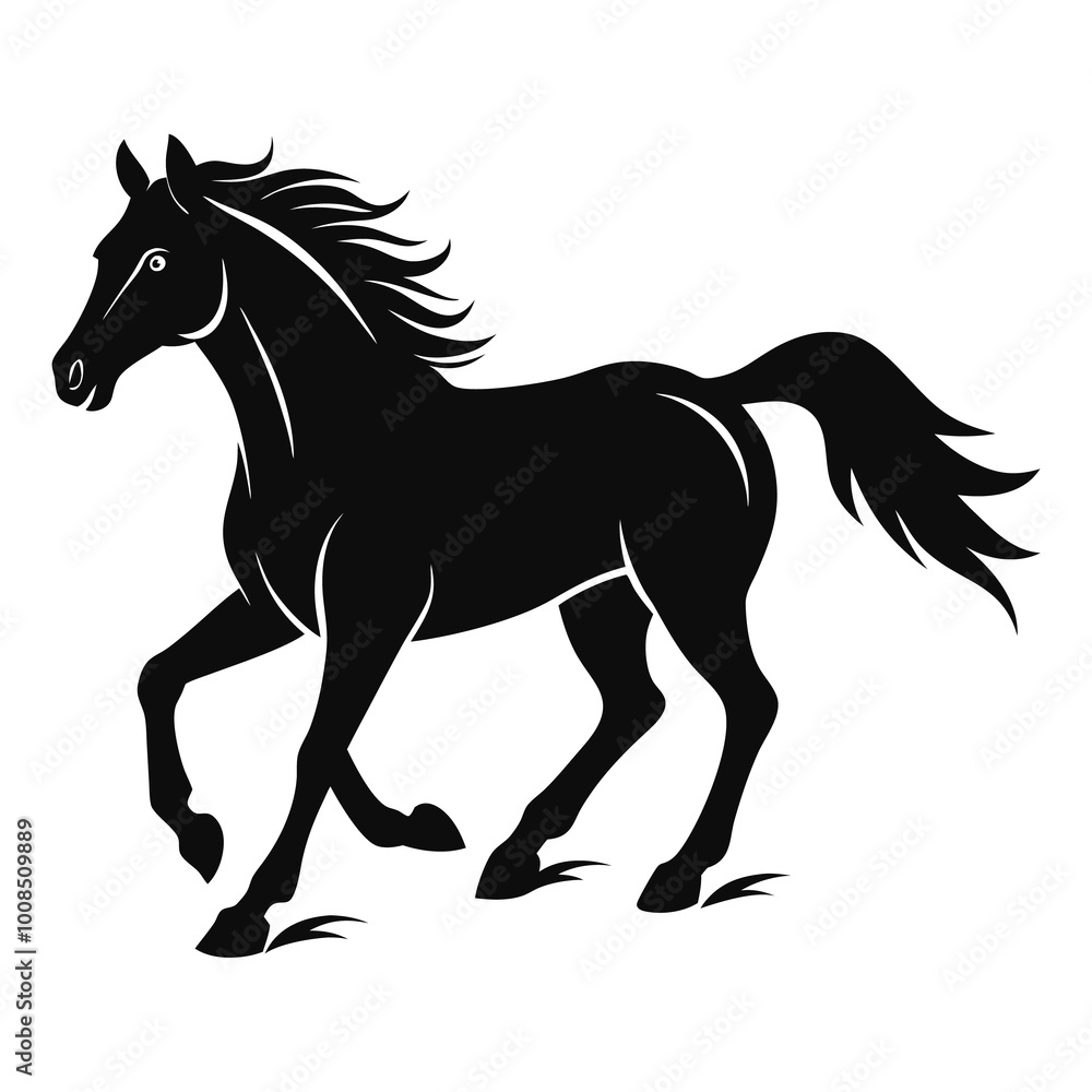 Fototapeta premium Hand drown horse running vector. Hand drown horse vector.