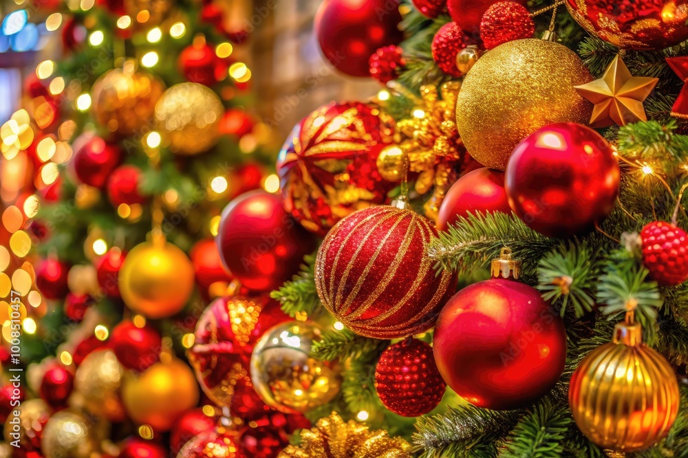 Elegant Christmas Decorations in Red and Gold Theme for a Festive and Joyful Holiday Atmosphere Elegant Christmas Decorations in Red and Gold Theme for a Festive and Joyful Holiday Atmosphere