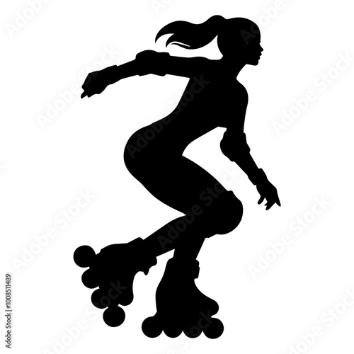 Girl is rollerblading vector illustration. 