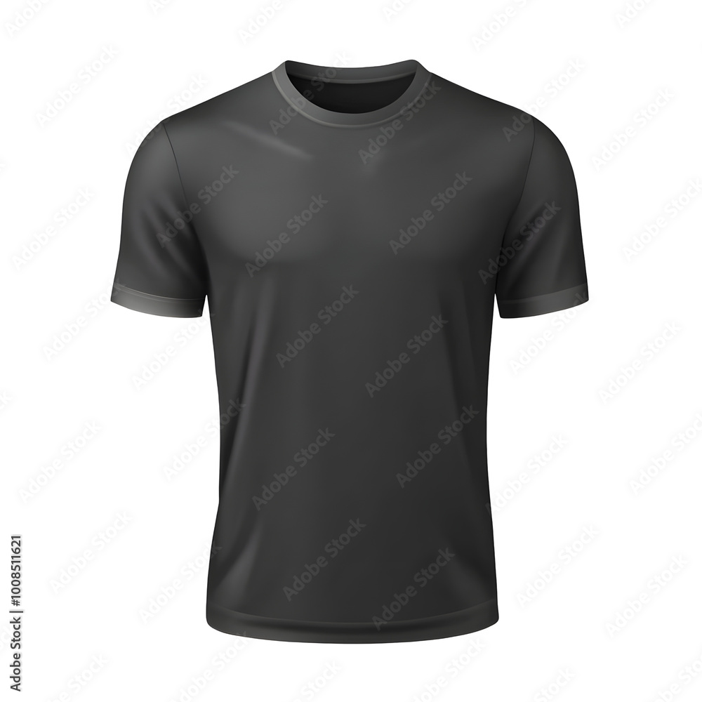 black open t shirt with round neck on transparent black open t shirt with round neck on transparent