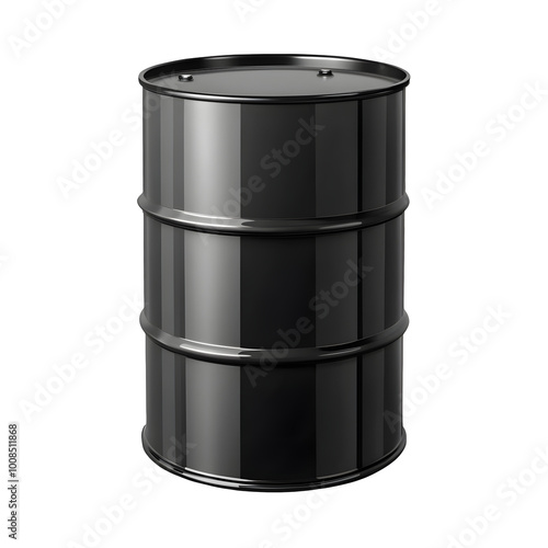 black oil barrel isolated on transparent background