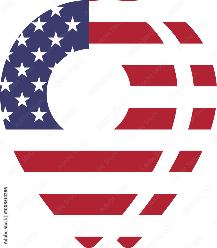 Obraz premium USA flag on Map Icon