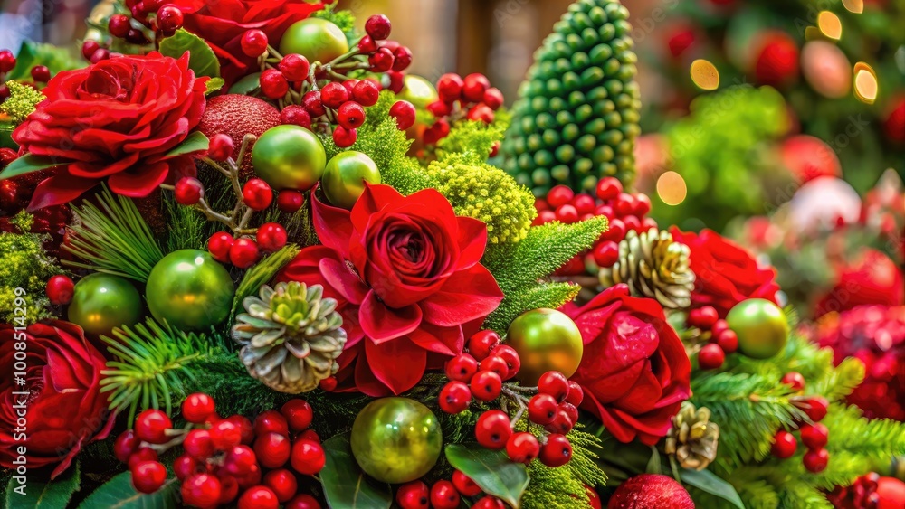 Elegant Floral Arrangements for Christmas Celebrations with Red and Green Color Palette Decorations Elegant Floral Arrangements for Christmas Celebrations with Red and Green Color Palette Decorations