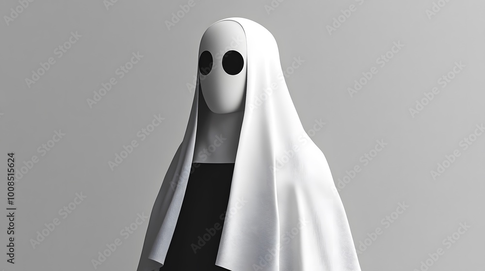 Abstract representation of a ghostly figure in a minimalist design. Abstract representation of a ghostly figure in a minimalist design.