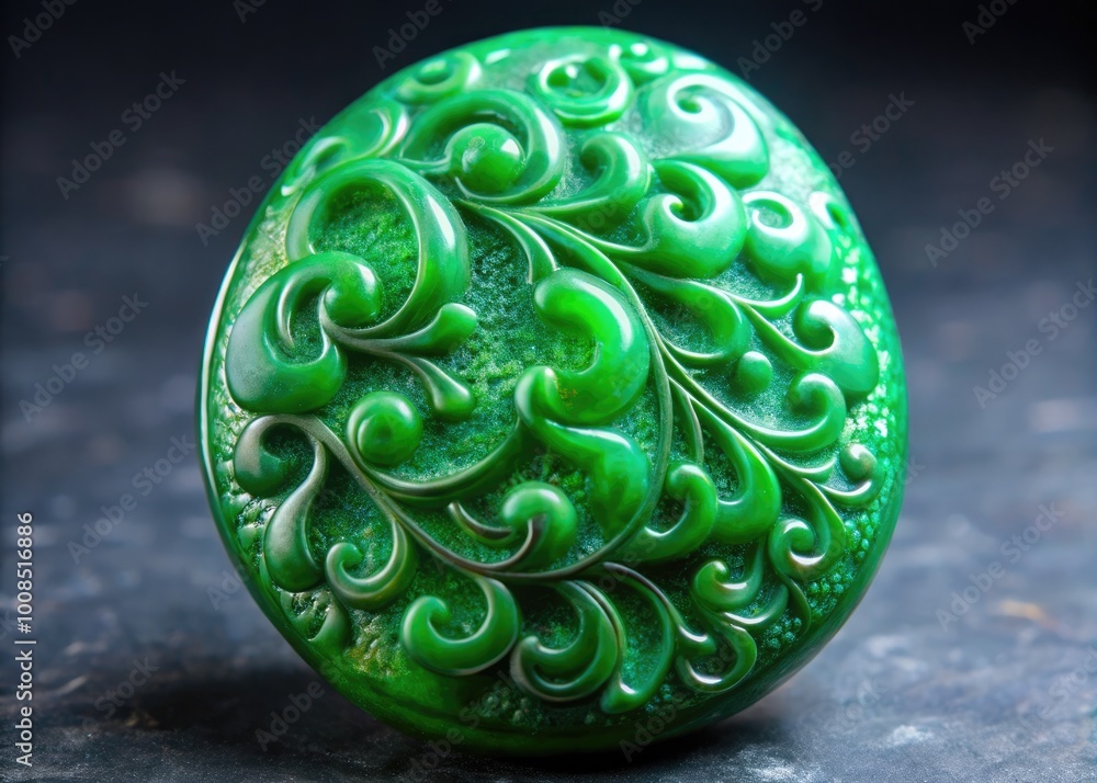Elegant jade gemstone with intricate patterns and rich green hues, perfect for jewelry and decor Elegant jade gemstone with intricate patterns and rich green hues, perfect for jewelry and decor