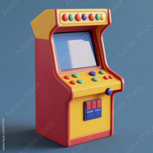 3D Arcade Machine Icon: Retro Gaming and Entertainment Illustration Logo