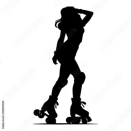Girl is rollerblading vector illustration. 