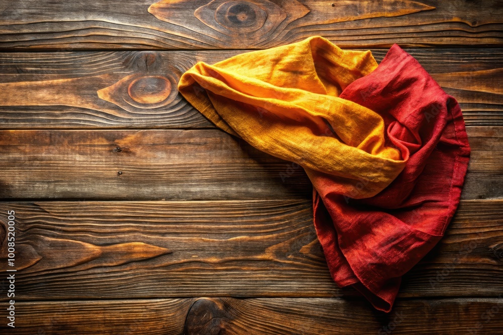 Elegant Overhead View of Crumpled Linen Napkin on Rustic Wooden Table for Table Setting Inspiration Elegant Overhead View of Crumpled Linen Napkin on Rustic Wooden Table for Table Setting Inspiration