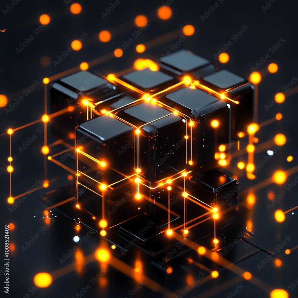 3D Blockchain Network Icon: Secure and Decentralized Ledger Illustration Logo 3D Blockchain Network Icon: Secure and Decentralized Ledger Illustration Logo