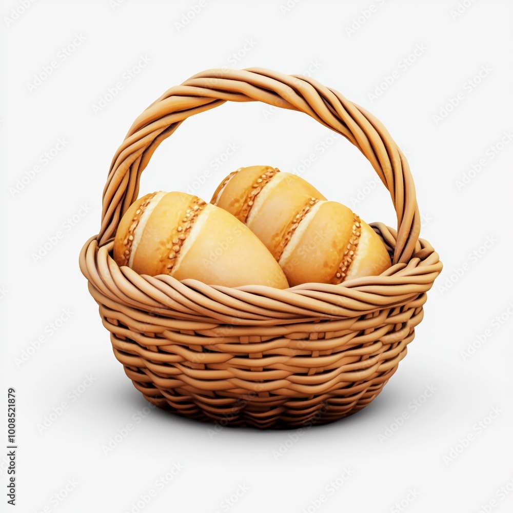 3D Bread Basket Icon: Freshly Baked Bread Presentation Illustration Logo 3D Bread Basket Icon: Freshly Baked Bread Presentation Illustration Logo