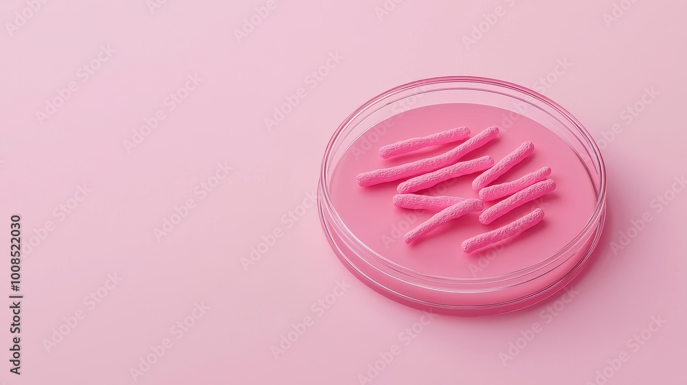 Petri dish with pink gel and experimental samples on a pink background. Petri dish with pink gel and experimental samples on a pink background.