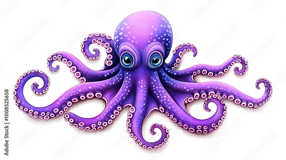Obraz premium Cute Playful Octopus Illustration