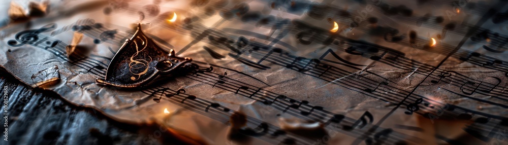 Music notes on a sheet, artistic and intricate, Urban, Soft tones, Photograph, Musical detail Music notes on a sheet, artistic and intricate, Urban, Soft tones, Photograph, Musical detail