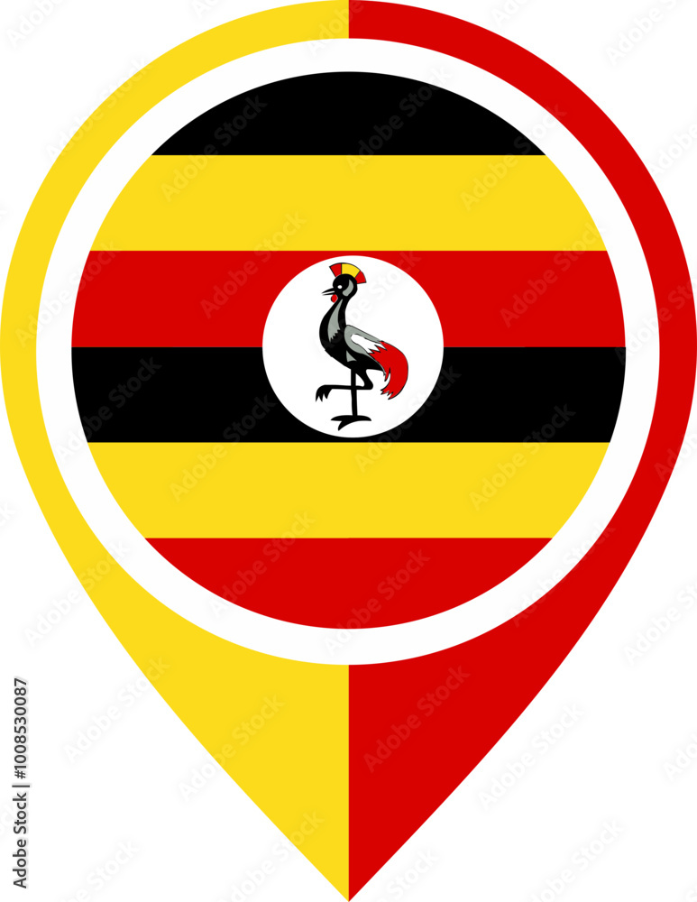 Obraz premium Map icon inside Uganda flag