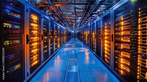 datacenter in server control room