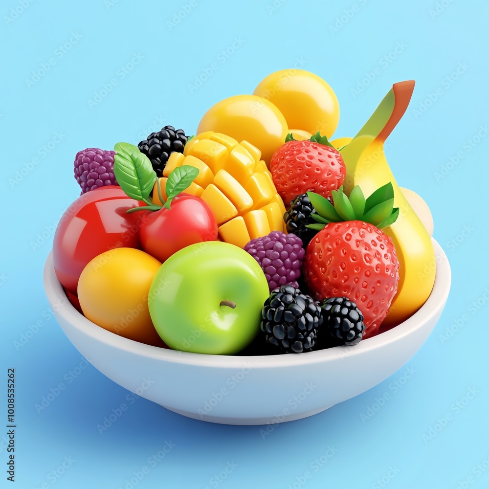 3D Fruit Salad Icon: Healthy and Colorful Fruit Mix Illustration Logo 3D Fruit Salad Icon: Healthy and Colorful Fruit Mix Illustration Logo