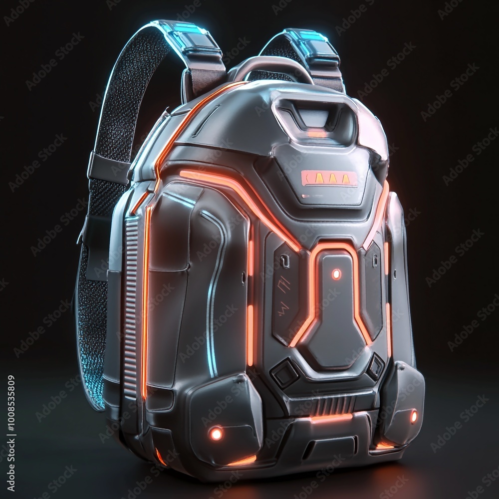 3D Futuristic Backpack Icon: High Tech Travel Gear Illustration Logo 3D Futuristic Backpack Icon: High Tech Travel Gear Illustration Logo