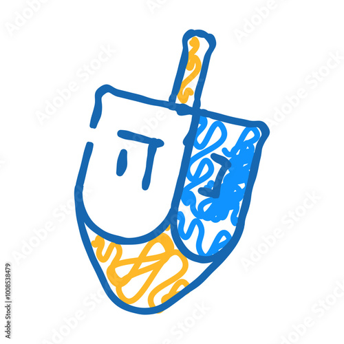 hanukkah dreidel jewish doodle icon sketch vector. hanukkah dreidel jewish sign. isolated symbol illustration